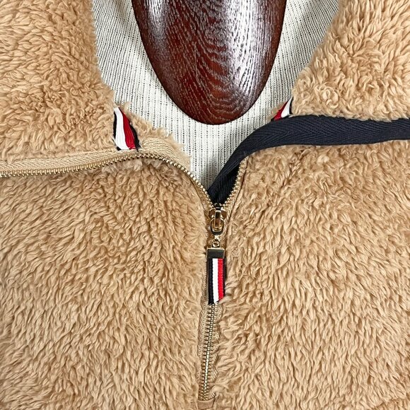 Tommy Hilfiger Womens Tan Fuzzy Sherpa Teddy 1/4 Zip Pullover‎ Size M - Picture 5 of 8